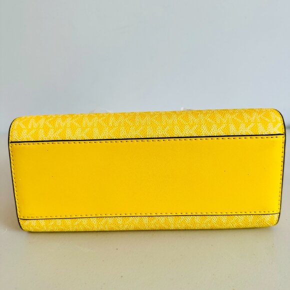 MICHAEL KORS CHARLOTTE SM SIG LOGO CANVAS LEATHER 3-IN-1 SATCHEL YELLOW - Picture 7 of 11